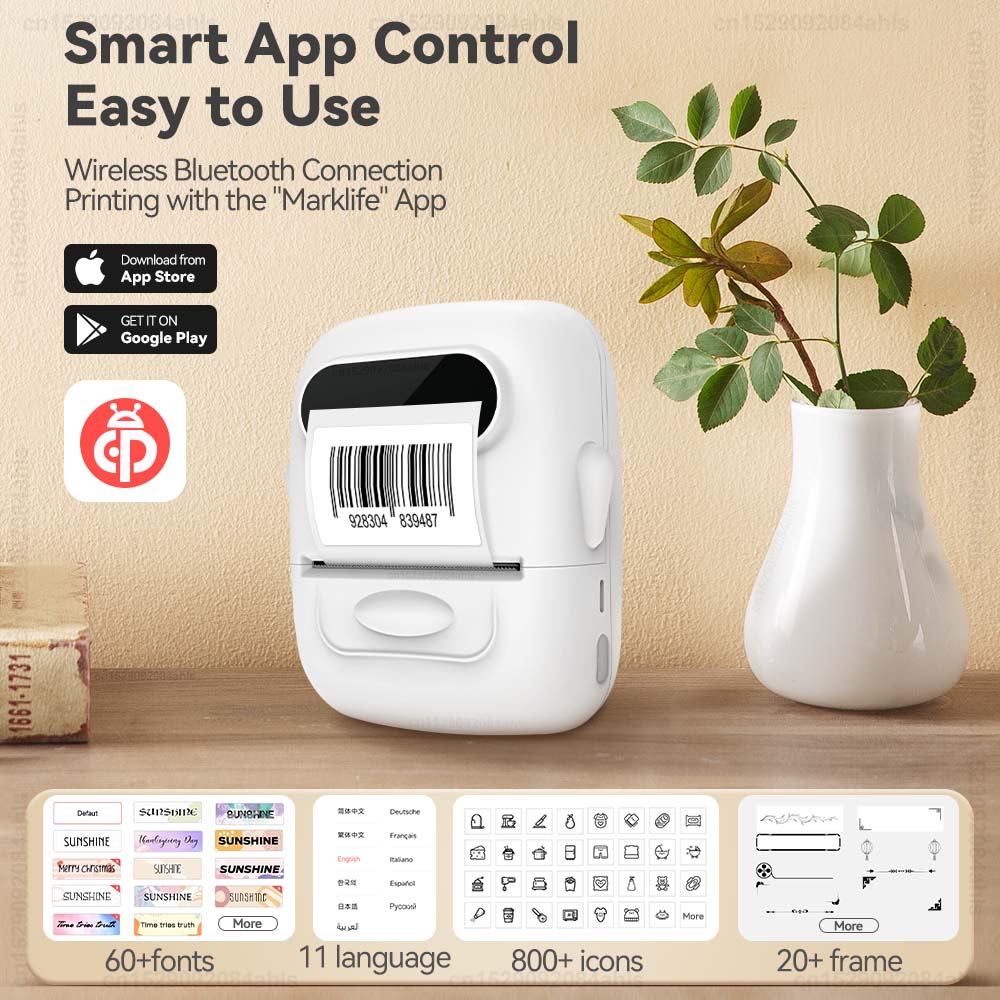P50 Thermal Label Printer Similar as Marklife P50 M110 E210 Mini Label Maker Handheld Label Machine with Adhesive Label Sticker