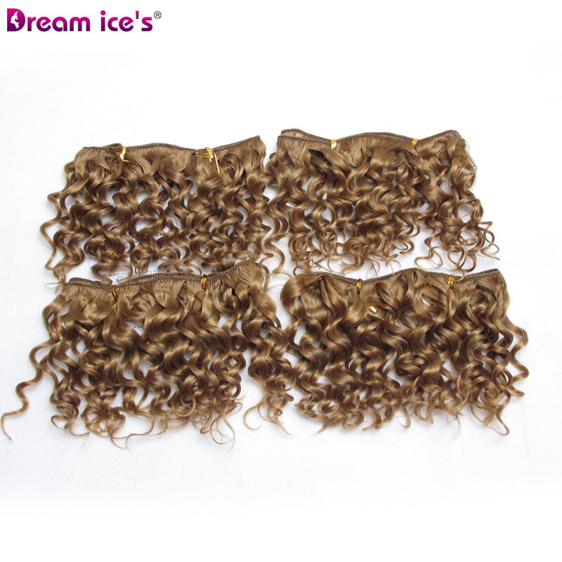 8 pulgadas Afro corto Pelo Rizado mechones color marrón negro de pelo sintético de alta temperatura de extensión 4 unid/lote sueño del hielo: #27