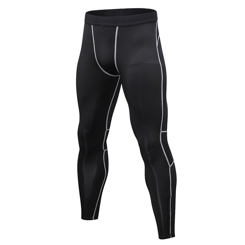 Men&#39;s Compression Pants Leggings Men Tights Basketball Licras Reflective Zipper Legging Sport Homme Gym Leggings Men Black Color: Black-Grey Line / EUR  M