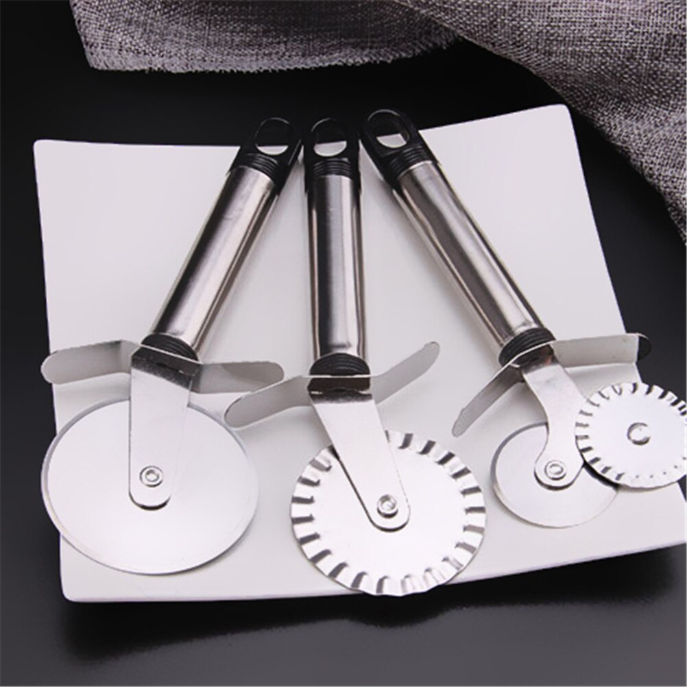 4 Patronen Pizza Cutter Rvs Dubbele Roller Pizza Mes Cutter Gebak Pasta Deeg Crimper Keuken Pizza Tool