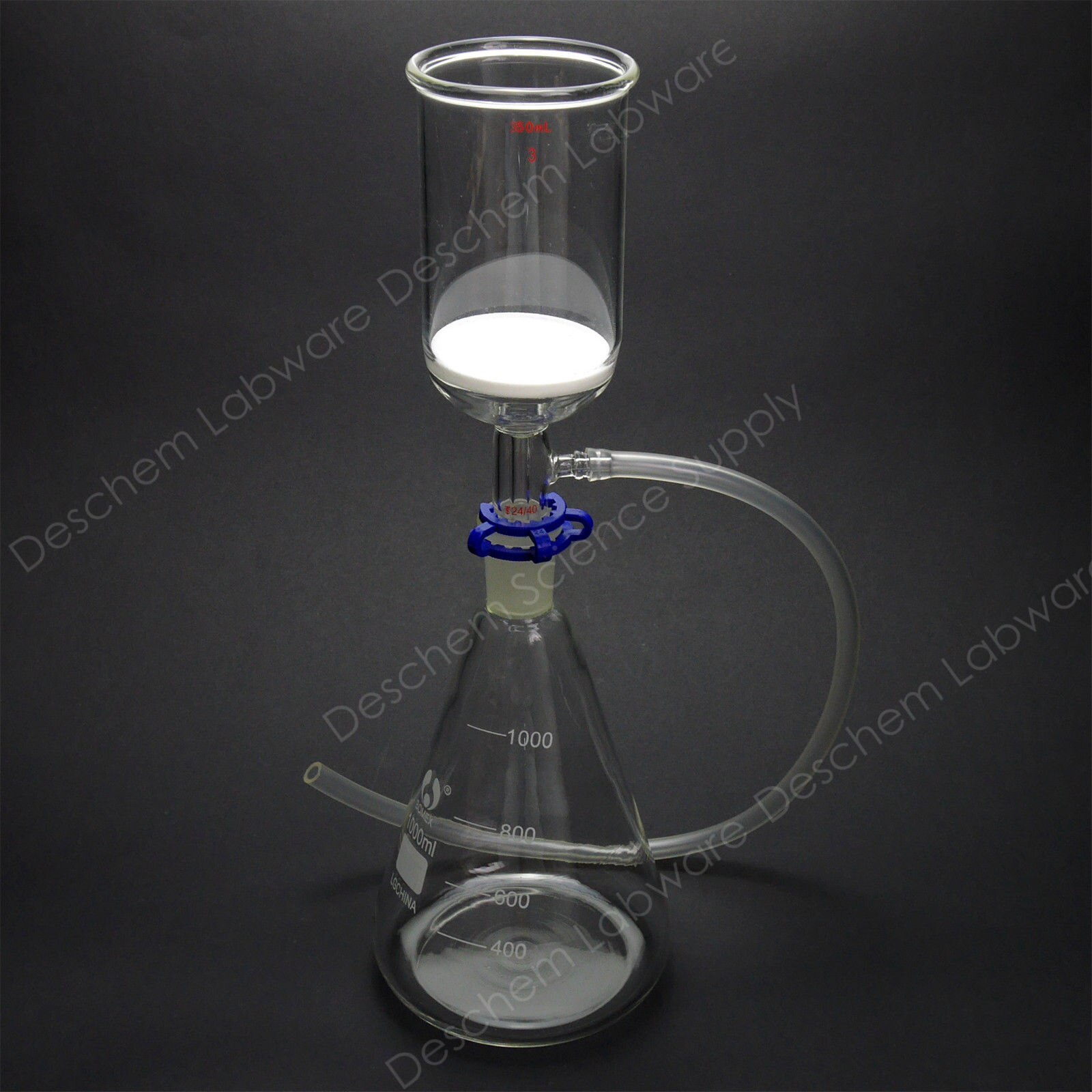 1000 ml, Glas Zuig Filter Kit, 350 ml 70 m Buchner Trechter & 1L Erlenmeyer