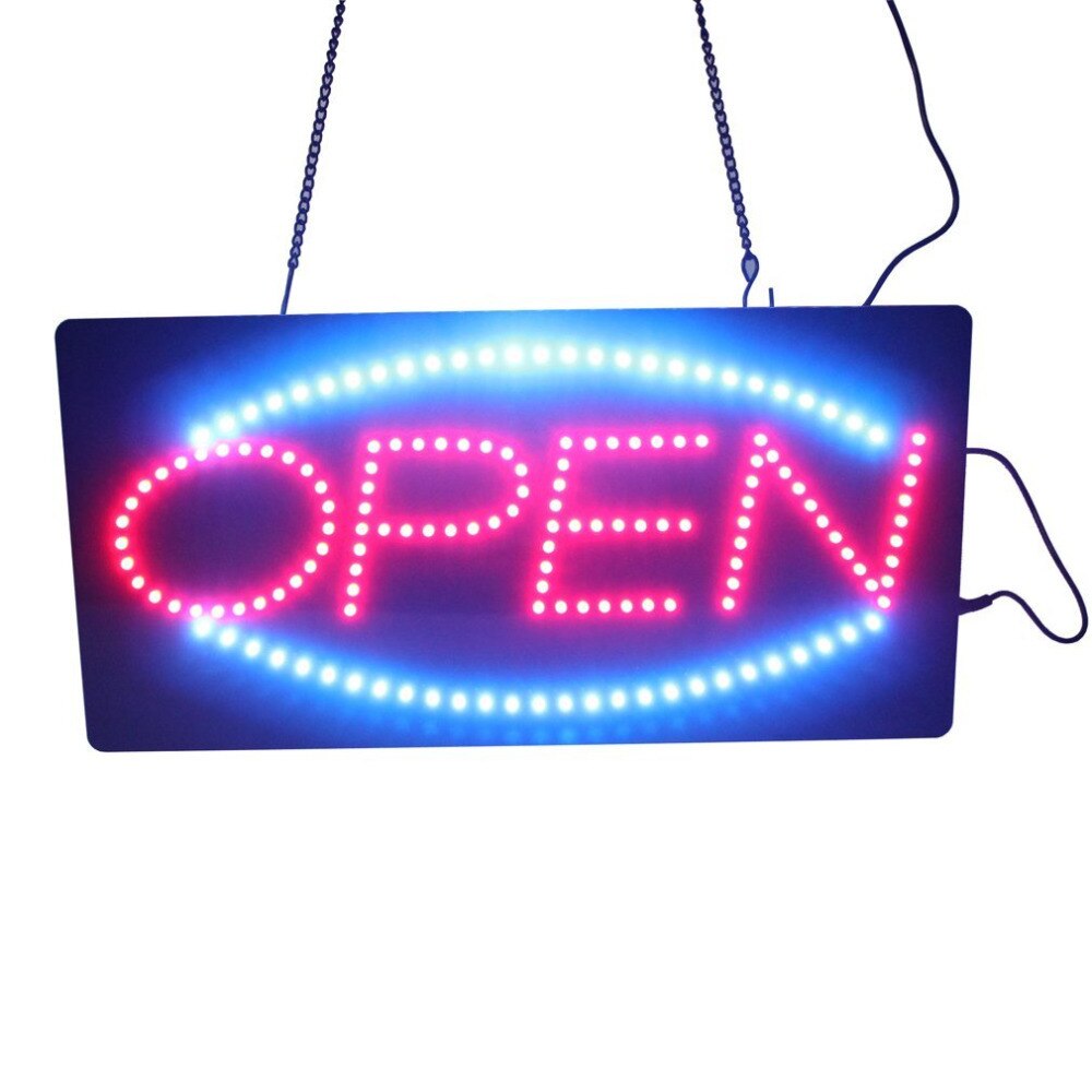 19 "X 10" clignotant animé mouvement en cours d'exécution LED affaires néon ouvert signe + On/Off interrupteur lumineux lumière néon