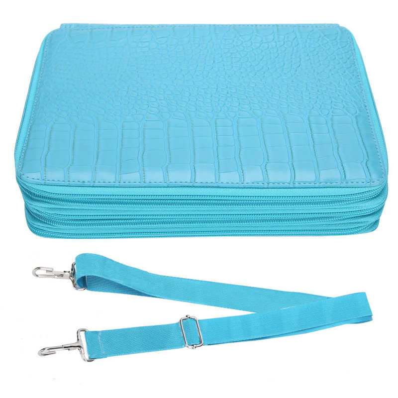 252 Gaten Gekleurde Etui Grote Capaciteit Art Schilderen Pen Draagbare Pu Pencilhold Pouch Kit: Sky Blue