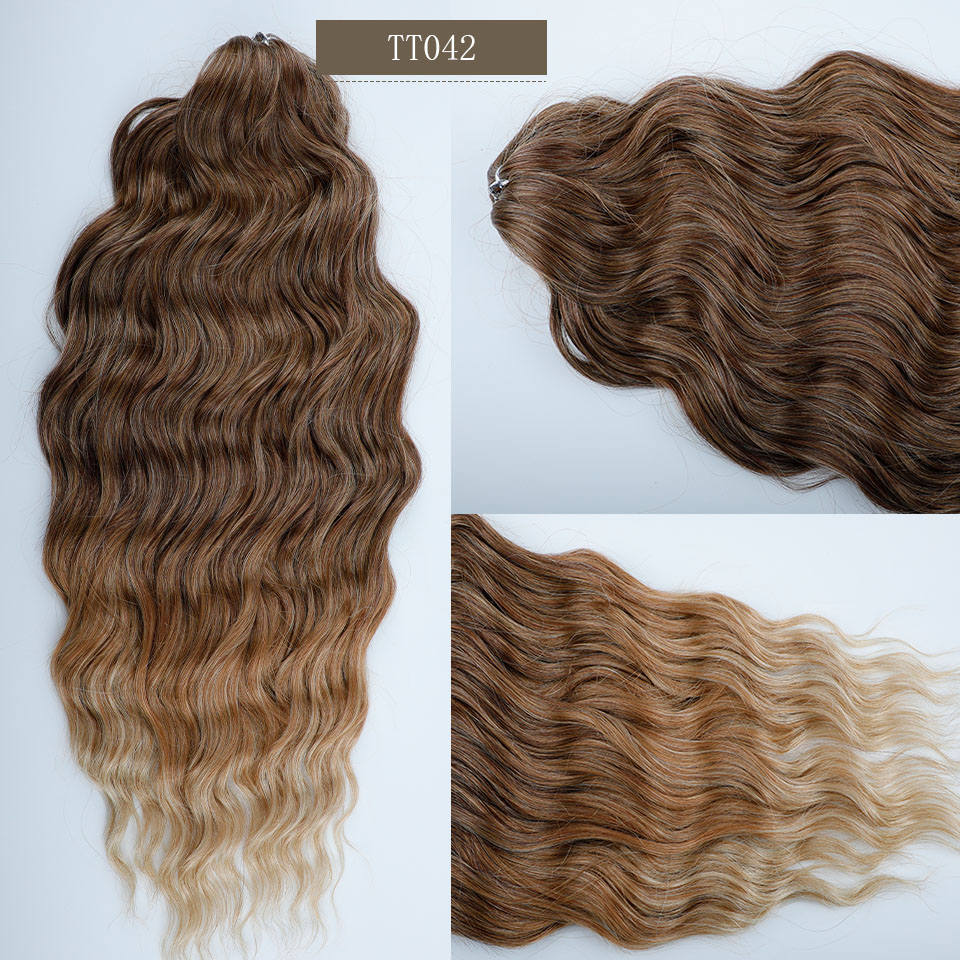 Anna 3 stk. 24 cm løse dybe bølger hæklede fletninger pink ombrefarvede regnbue hårextensions grå hvid fletning hår blond 613