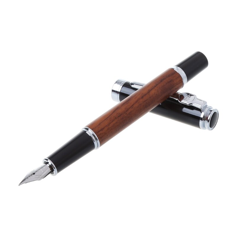 Vintage Style Pear Wood Barrel Fountain Pen 0.5mm Nib Business Office 090F