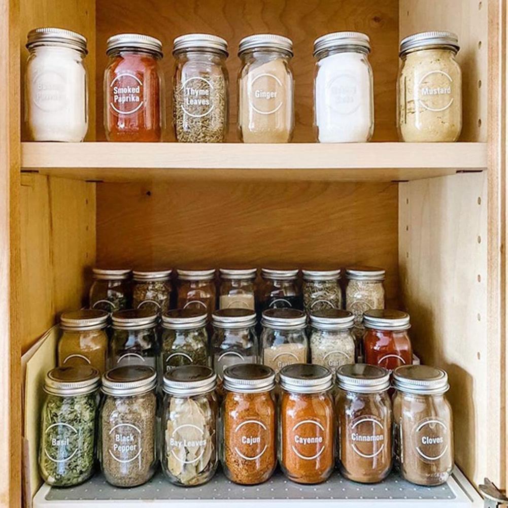 Etiquetas de especias transparentes preimpresas, pegatinas autoadhesivas impermeables con letras blancas y negras para tarros de cocina, Seaso Y2c2