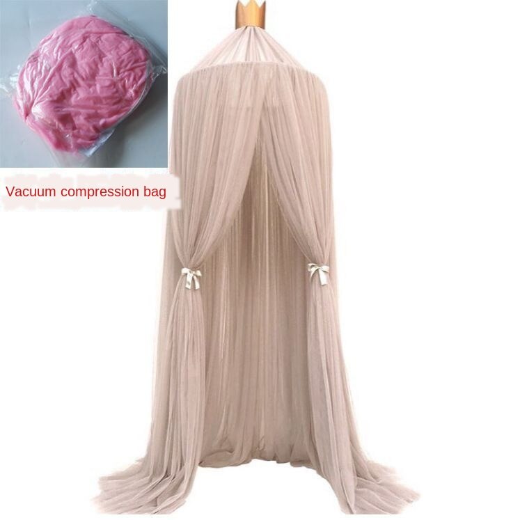 1pc Hängen Gebühr Prinzessin Moskito Netz Krone Runde Bildschirm Baldachin Insekten Bett Schleier Garten Camping Anti-Moskito freundlicher zimmer Deko: khaki mit Tasche