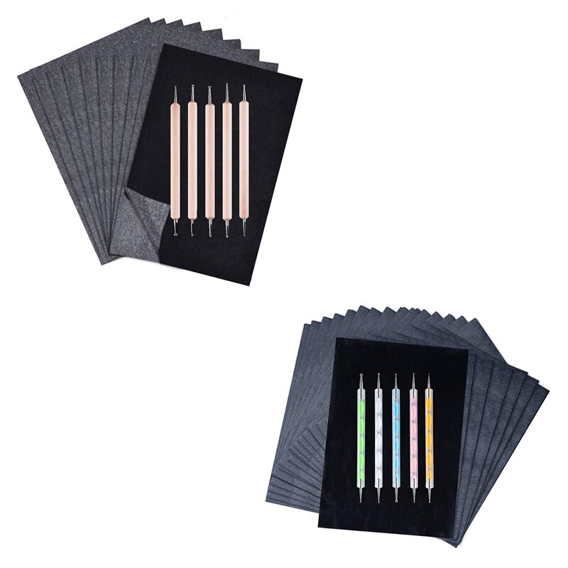 Papel de calco de grafito Papel negro transferencia de carbono, 200 hojas, 8,5x11,5 pulgadas, con 5 uds. De estilo