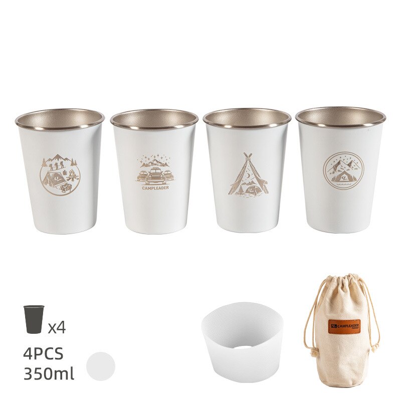 4 Stks/set 350Ml Rvs Metalen Bier Beker Wijn Kopjes Koffie Tumbler Thee Melk Mokken Water Pint Cups Voor outdoor Camping Bbq: A1