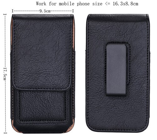 Funda giratoria de cuero para teléfono móvil con Clip para Huawei Honor 7C/V10, Enjoy 8, P20 Lite, nova 3e, nova 2 s, Honor View 10: Black 17.5x9.5cm