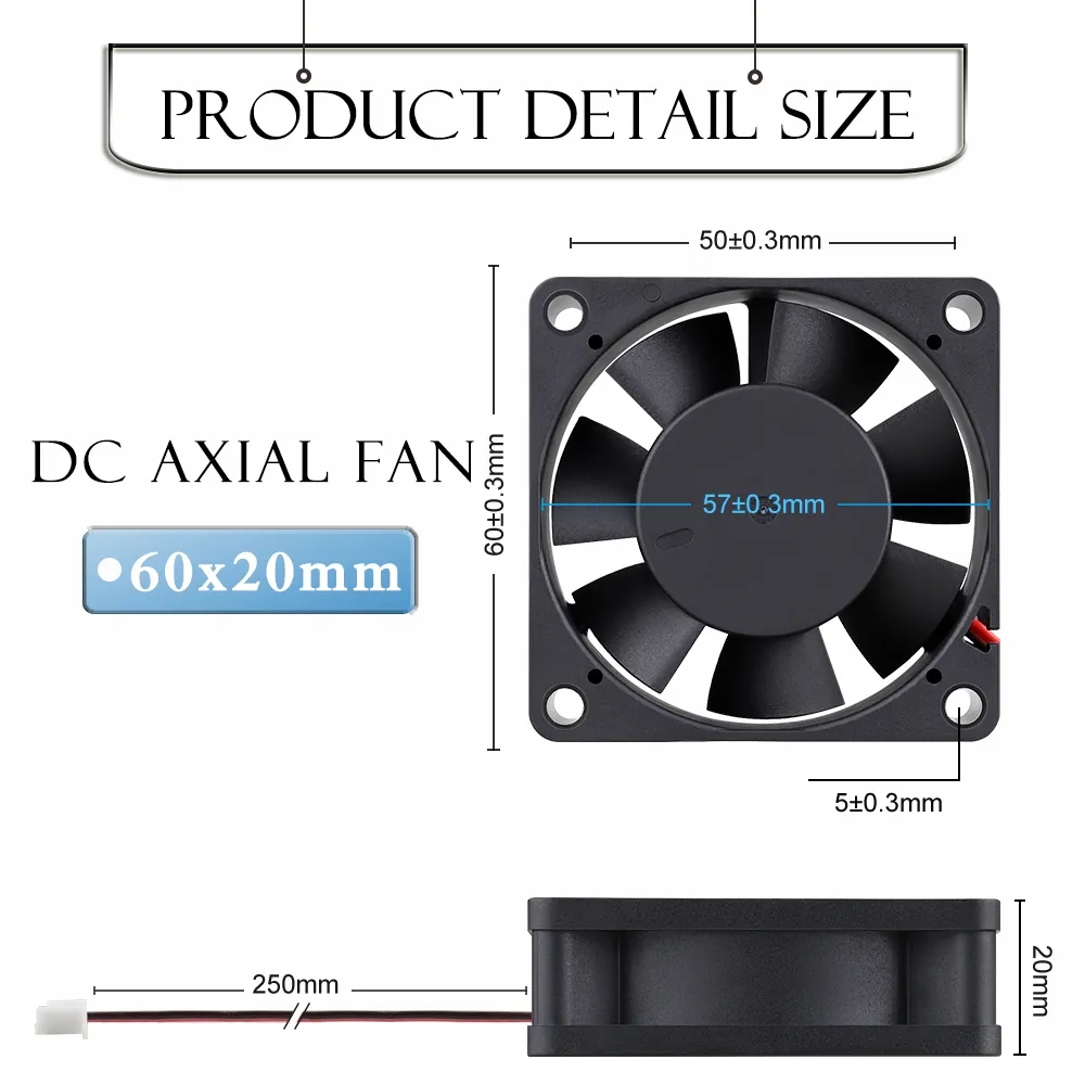DC 12V 24V 6CM 60x60x20 6020 Brushless silent chassis cooling fan