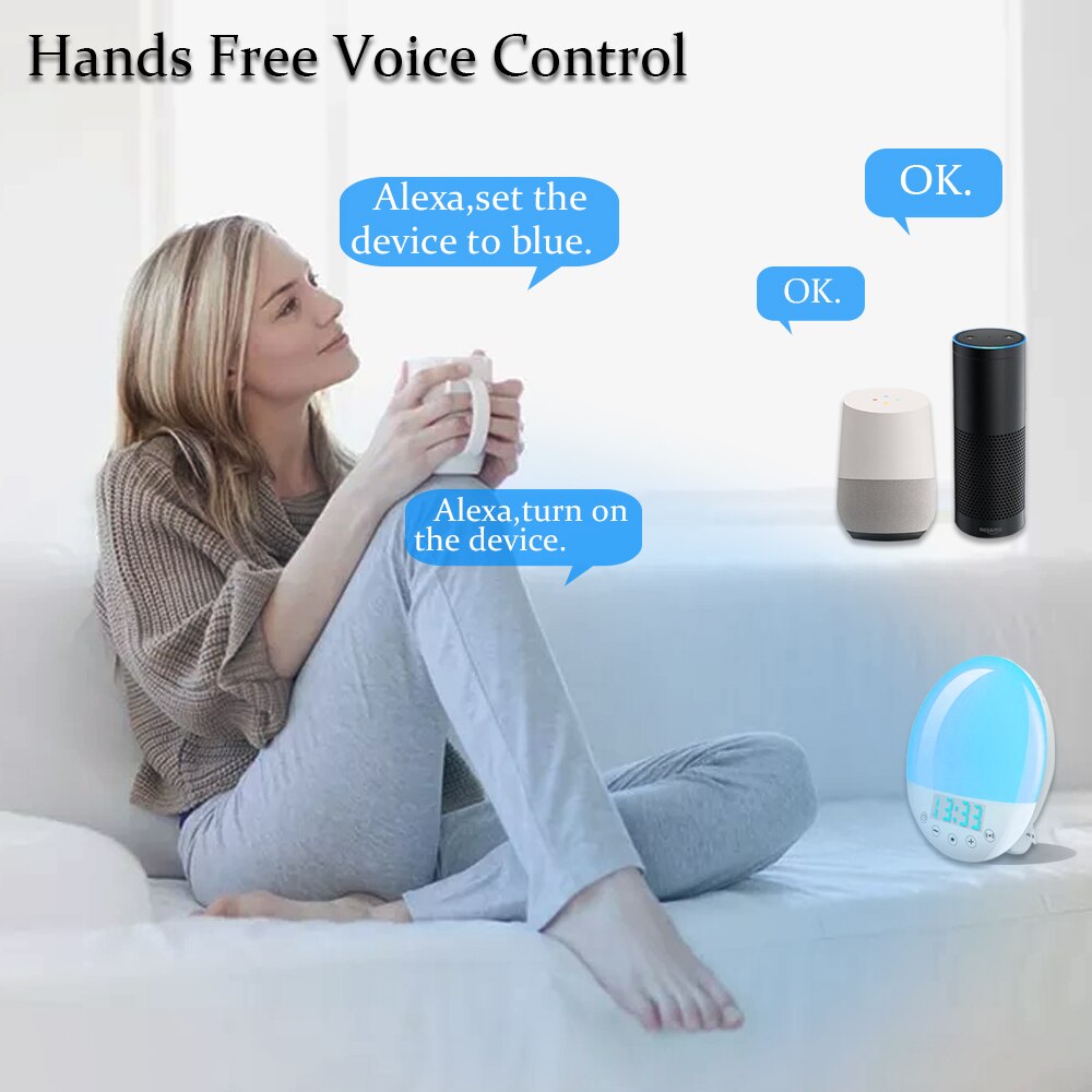 WiFi Clever aufwachen hoch Licht Wecker mit 7 Farben Sonnenaufgang Sonnenuntergang Clever Leben durch Tuya ZigBee 3,0 Hub Funktioniert mit Alexa Google Hause