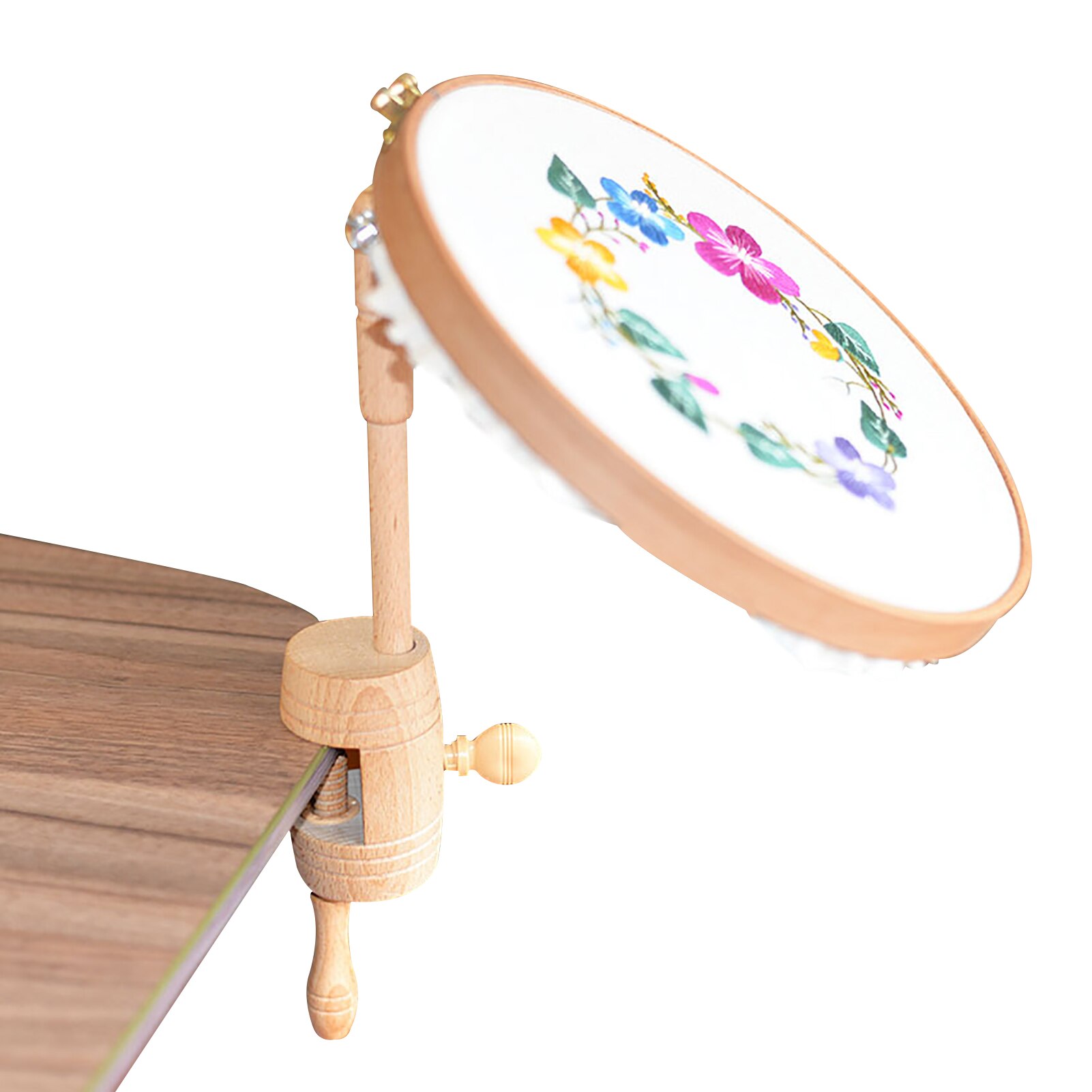 Wooden Embroidery Stand 360 Rotating Adjustable Desktop Stand Cross Stitch Rack Frames Embroidery Hoop Wood Cross Stitch Rack