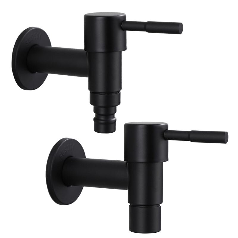 Rvs Kraan Black Wall Mounted Wasmachine Kraan Bad Wc Mop Zwembad Water Kranen Voor Outdoor Tuin Badkamer