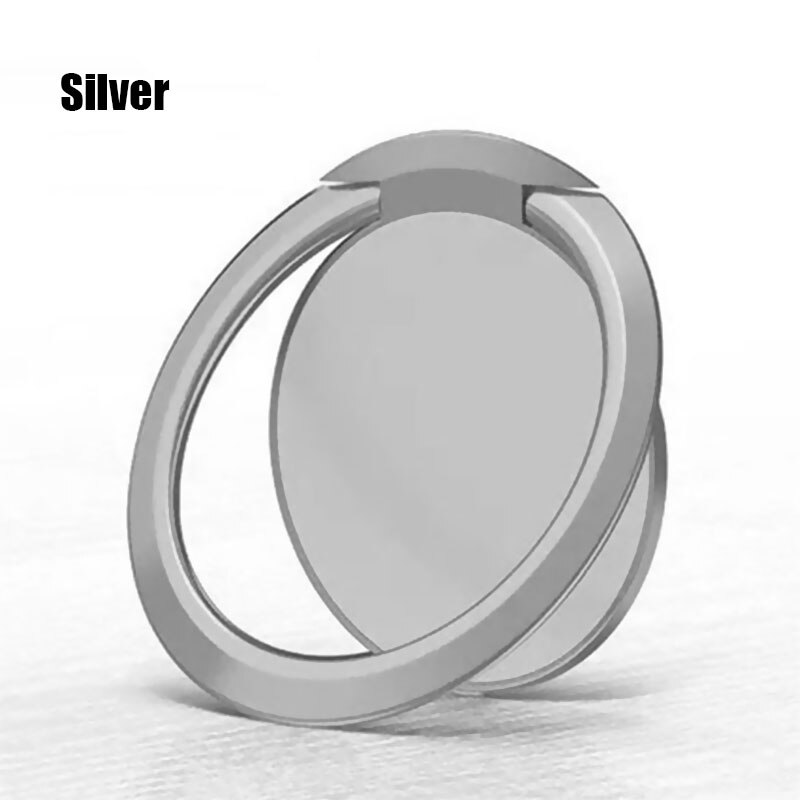 Soporte de anillo de dedo giratorio de 360 grados, agarre para teléfono móvil, montaje magnético para coche, almohadilla de pegatina trasera, soporte universal: Plata
