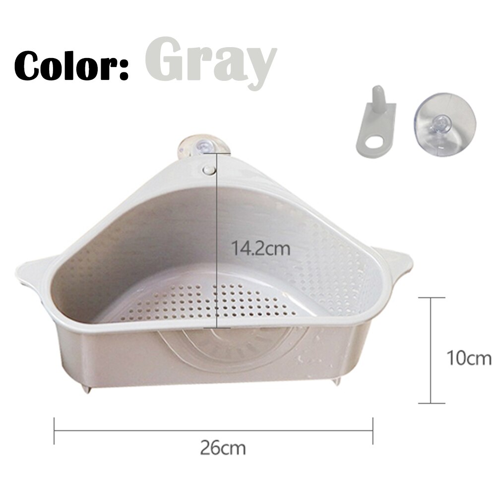 Organizador de cocina Triangular, escurridor para fregadero, estante multifuncional para artículos del hogar, soporte de esponja para la conveniencia de la cocina: Gris