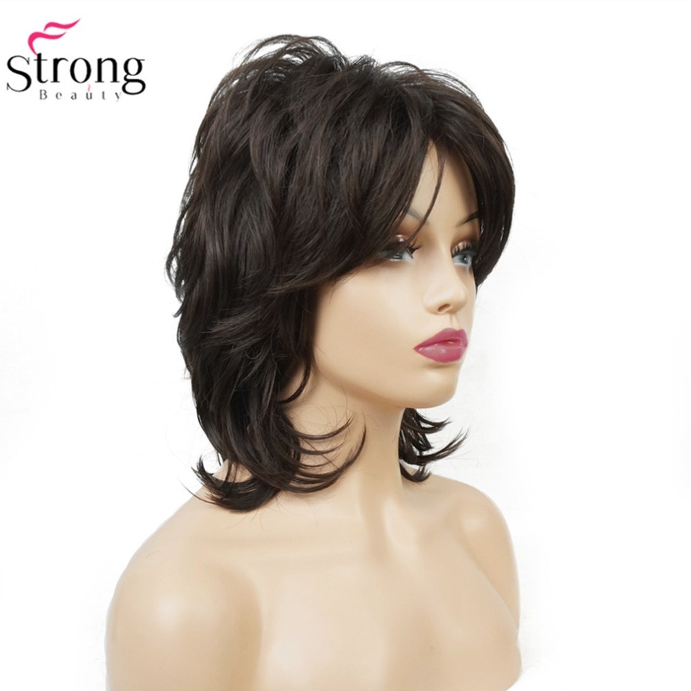 StrongBeauty vrouwen Synthetische Pruik Zwart Medium Krullend Haar Ombre Auburn/Blonde Haarstukje Natuurlijke Pruiken
