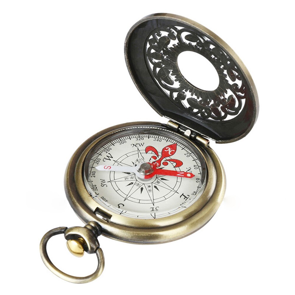 Retro Bronze Pocket Compass Antique Survival Gear for Outdoor Hiking Navigation Retro Pocket Watch Compass Outdoor Tool