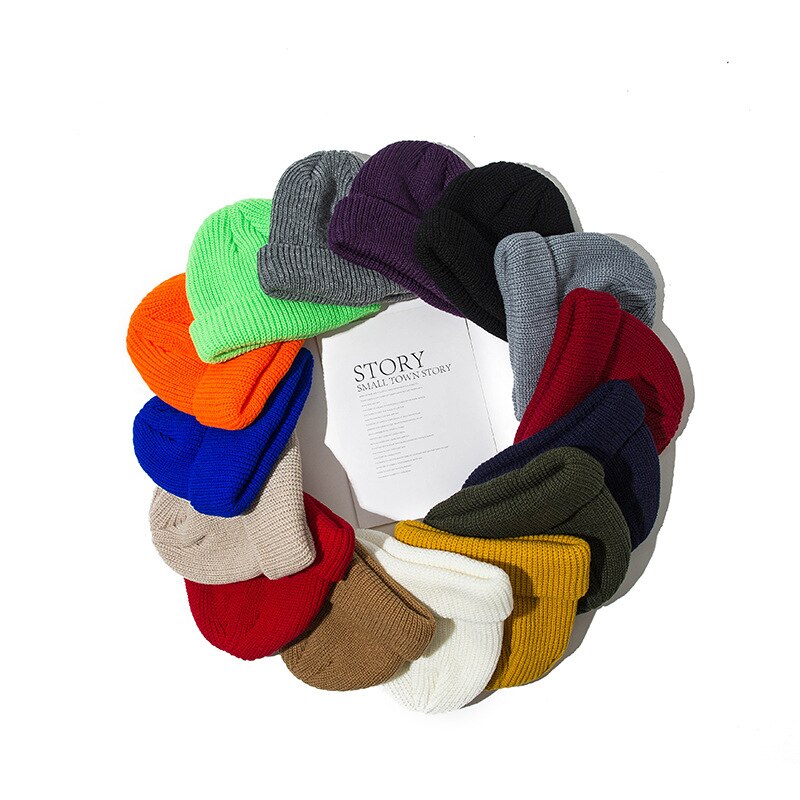 Bonnets chauds d'hiver unisexes pour femmes et hommes, style décontracté, style hip-hop, en laine tricotée, bonnet élastique