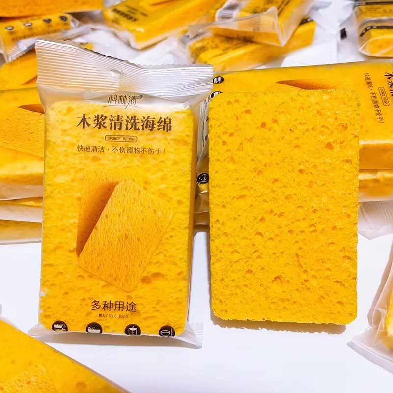 Estropajo de pulpa de madera para cocina, esponja para lavar platos, herramientas de limpieza para baño, limpiador de platos, utensilios de cocina para el hogar, 2 piezas