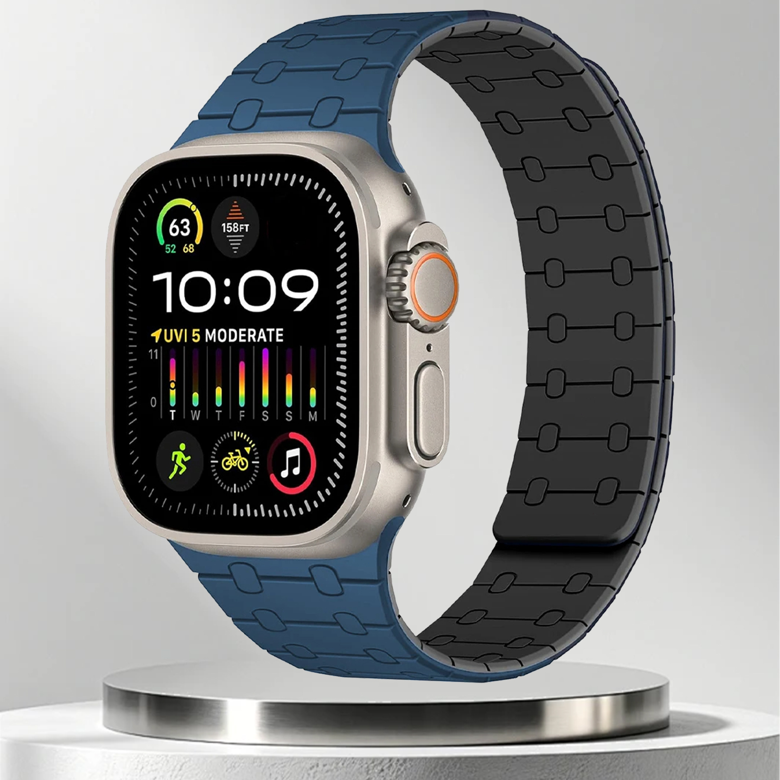 Magnetisk rem til apple watch series 10 46mm 42mm 9 8 7 45mm 41mm silikonrem til iwatch ultra 2 49mm 6 se 5 4 44mm 40mm armbånd: M / Kullsvart