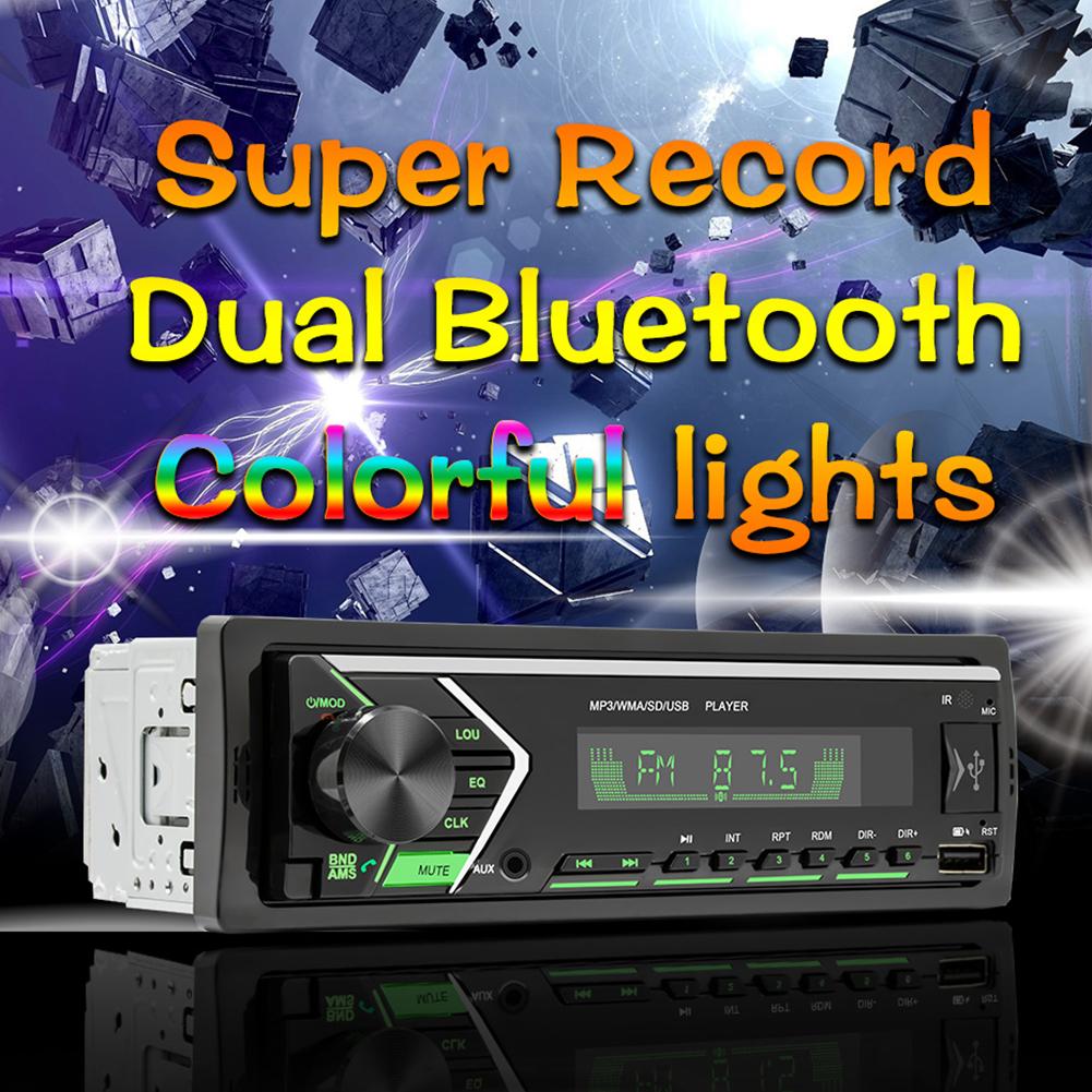 12V Auto Bluetooth Stereo MP3 Speler 1 Din Handsfree Bellen Usb/Aux-In/fm Radio Ontvanger Met Kleurrijke Verlichting MP3 Speler
