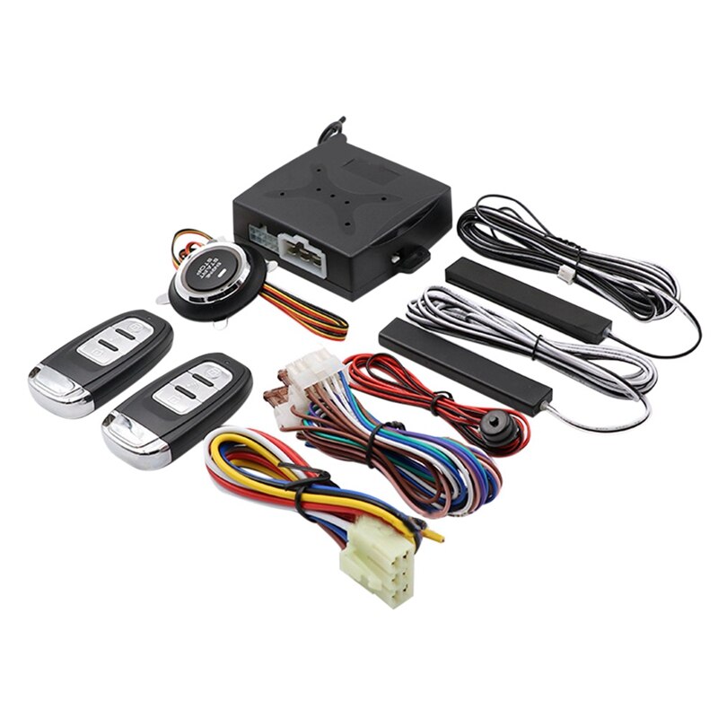 Sistema antirrobo de arranque de una tecla para coche, Kit de entrada sin llave PKE de 12V, precalentamiento y refrigeración remotos, sistema de alarma de arranque de una tecla: Default Title
