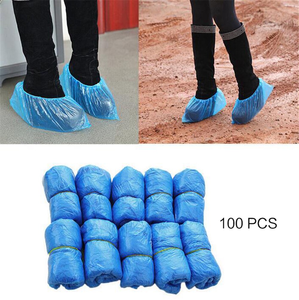100 stk skoovertræk regnvejrstøvle engangsudendørssko til vandtæt 34*14 cm (50 par): Default Title
