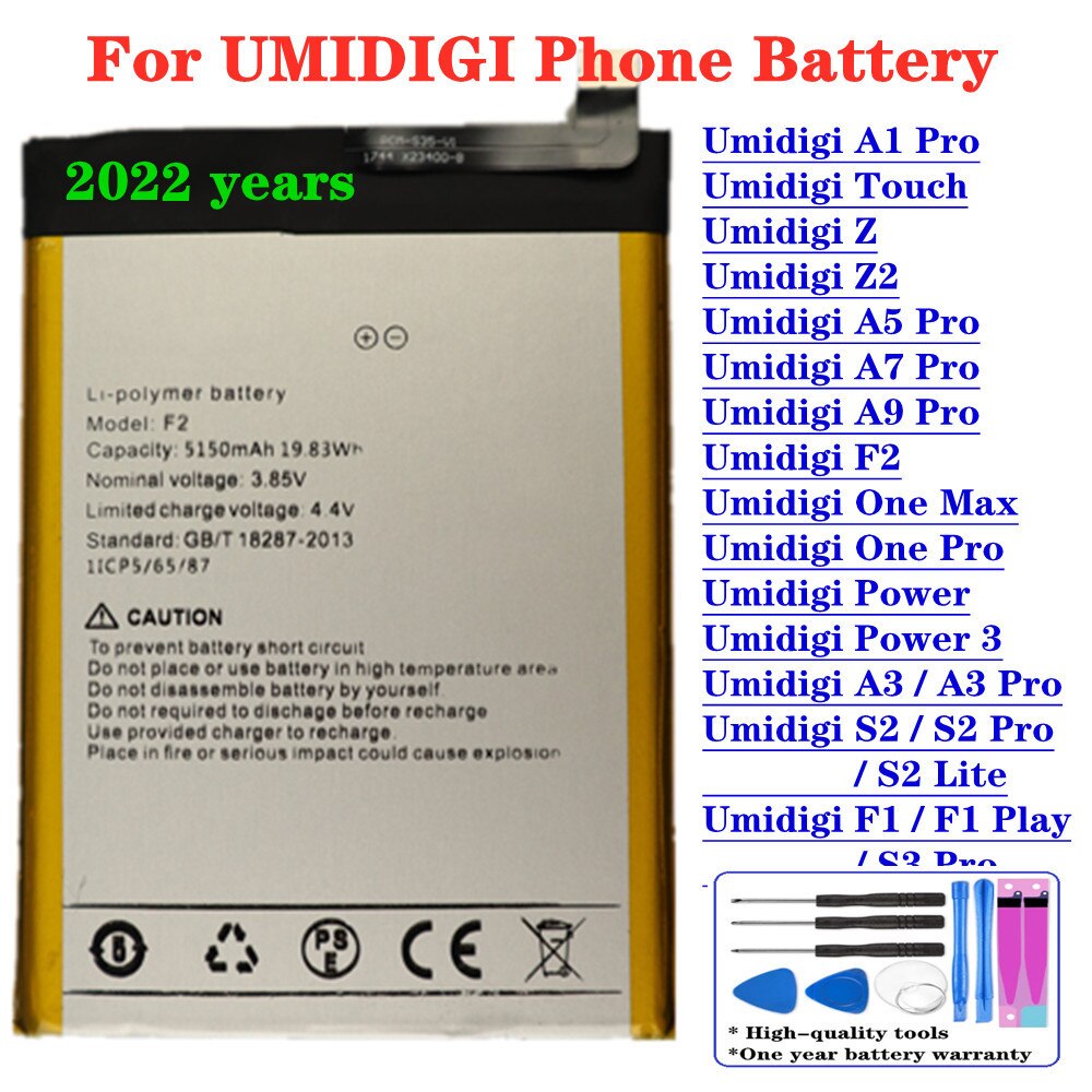 Original Battery For UMI Umidigi F1 Play F2 A9 / A7 / A5 / A3 / A1 Pro Z2 Z Touch One Max One Pro Power 3 S2 Pro Lite S3 Pro