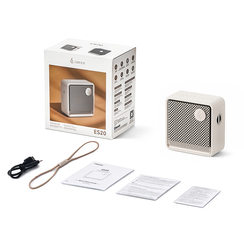 Edifier ES20 Altavoz Bluetooth portátil altavoz inalámbrico IP67 efectos de luz impermeables altavoces exteriores graves profundos con micrófono: Beige