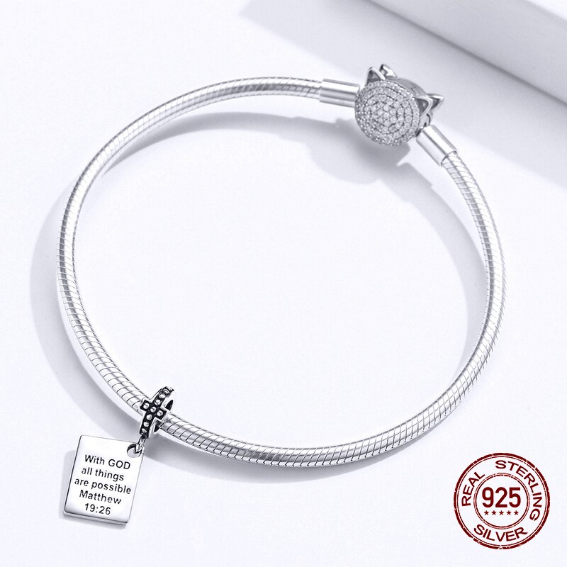 ¡OFERTA ! Colgante de plata de ley 925 para Pulsera Original, cuentas Bíblicas para mujer, joyería de DIY