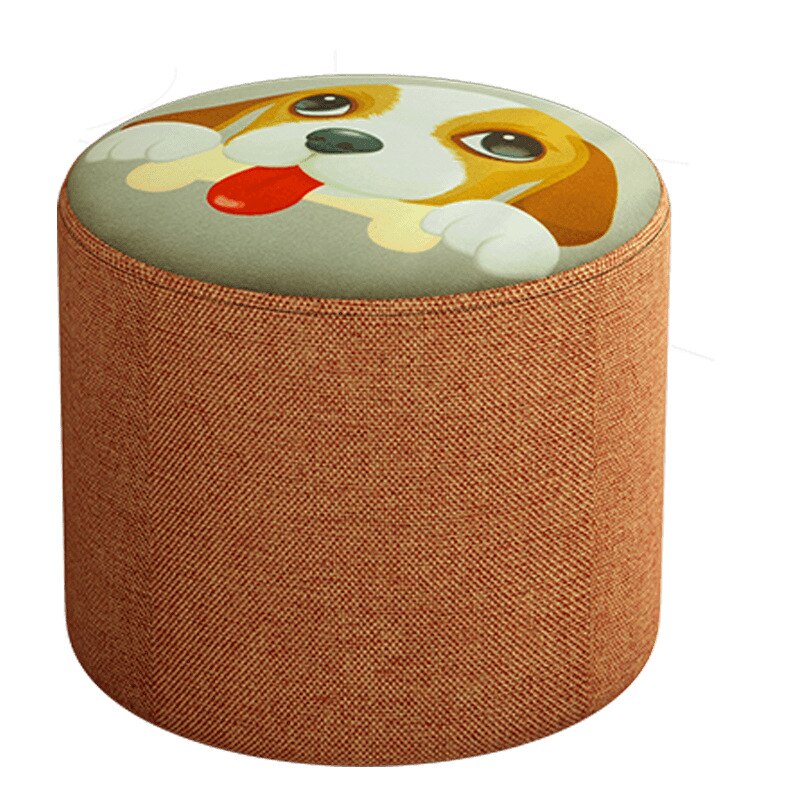Nordic Household Small Stool Bench Low Sofa Stool Fabric Round Small Chair Shoe Changing Small Wooden Stool