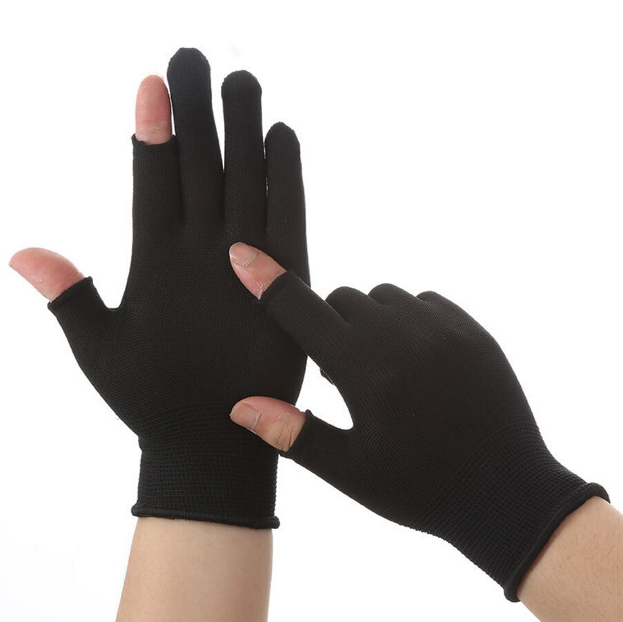 Atmungsaktive Anti-Schleudern Gel Touchscreen Handschuhe Sommer Dünne Reiten/Fahren/Bergsteiger Handgelenk Handschuhe Männer Frauen Sport lauf: zwei Finger Schwarz