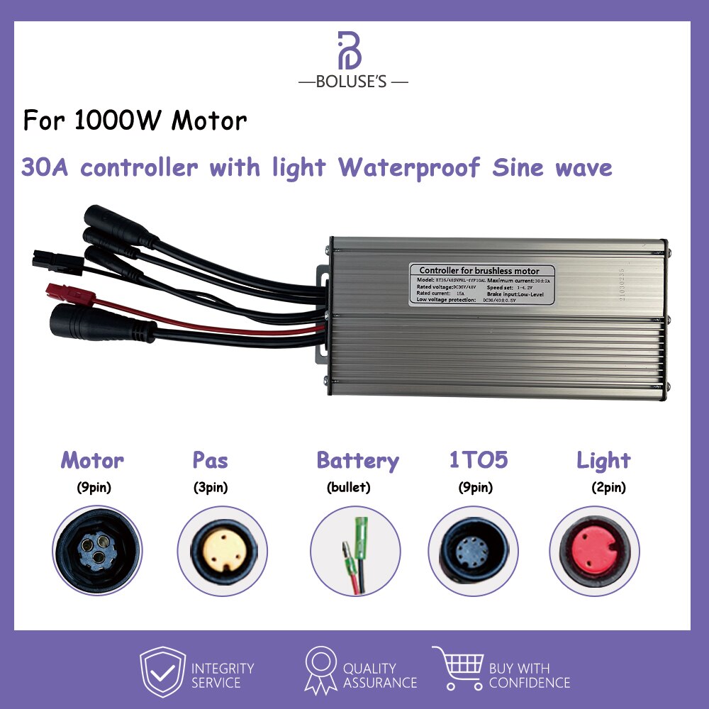 Ebike Controller Kt Sinus Controller Voor 250W-1000W Wiel Motor Controller Borstelloze Motor Controller Met Sm/waterdichte Stekker