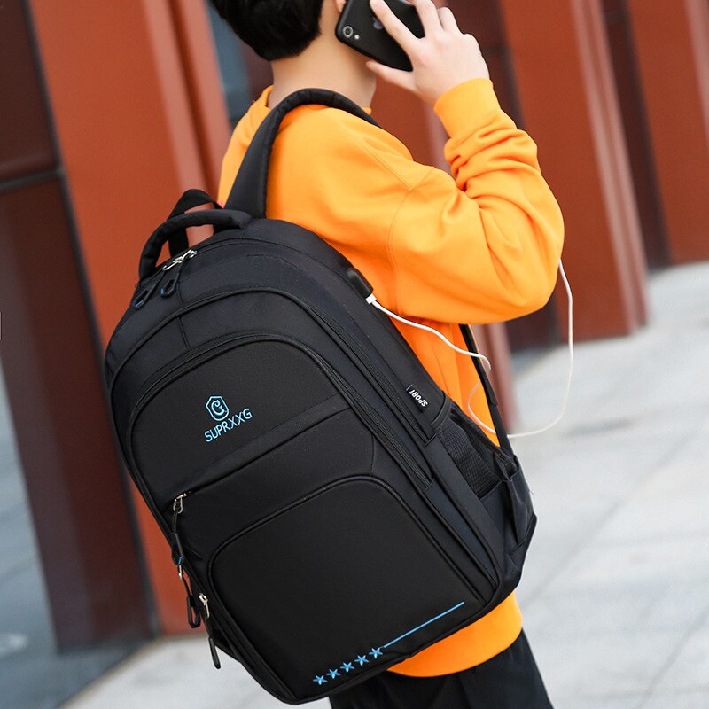 Mochila de gran capacidad de nailon para hombre, mochila resistente al agua para estudiantes universitarios, mochila de instituto, mochila para ordenador portátil de 15,6 pulgadas, Usb