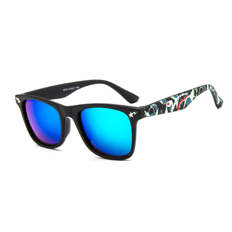 ALIKIAI Kids Sunglasses Small Shark Colorful Boys and Girls High Definition Square Sunglasses UV400: Navy Blue
