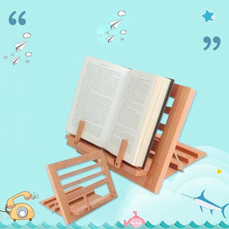 Wooden Folding Children Reading Stand 3 Gears Angle Adjustable Laptop Bracket L5YE