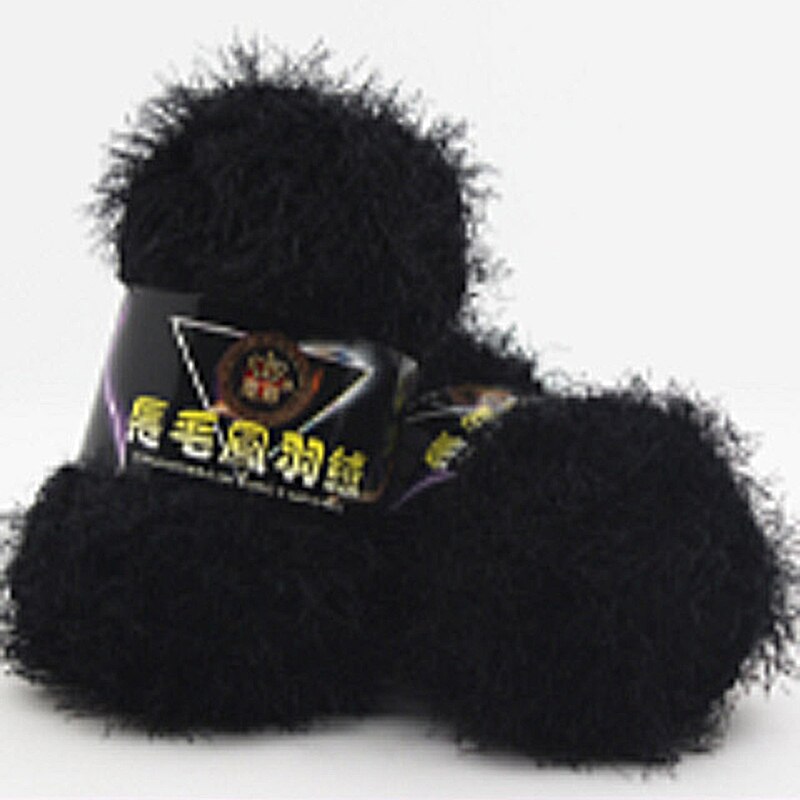 Fil de laine Long en peluche, couleur unie, Double tricot, Crochet, fil de lait, bricolage, Crochet, corail, cachemire, pour chapeau, écharpe, chaussettes: Black