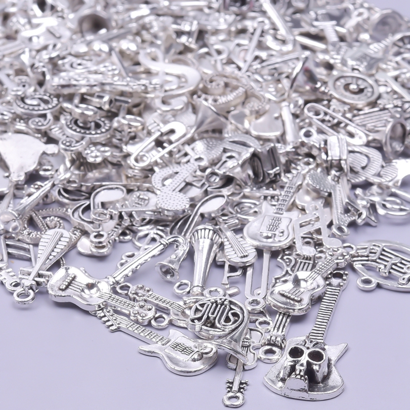 Mélange de breloques vintage pour bijoux, style, soleil, lune, chapeau, masque, notes de musique, ciseaux, araignée, outils de réparation, couverts, pendentif, bricolage, exécutif: Zinc bleu plaqué