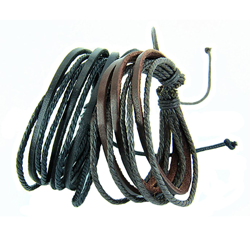 Bracelet sportif multicouche réglable en corde tressée en cuir synthétique pour hommes Bluelans