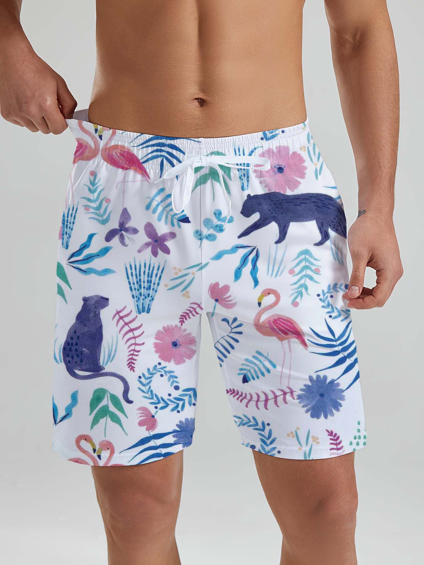 hawaii-søt dinosaurhund herreshorts med 3d trykk herreshorts sommer badebukser ferie Strand herreklær: Xxxl / Blå