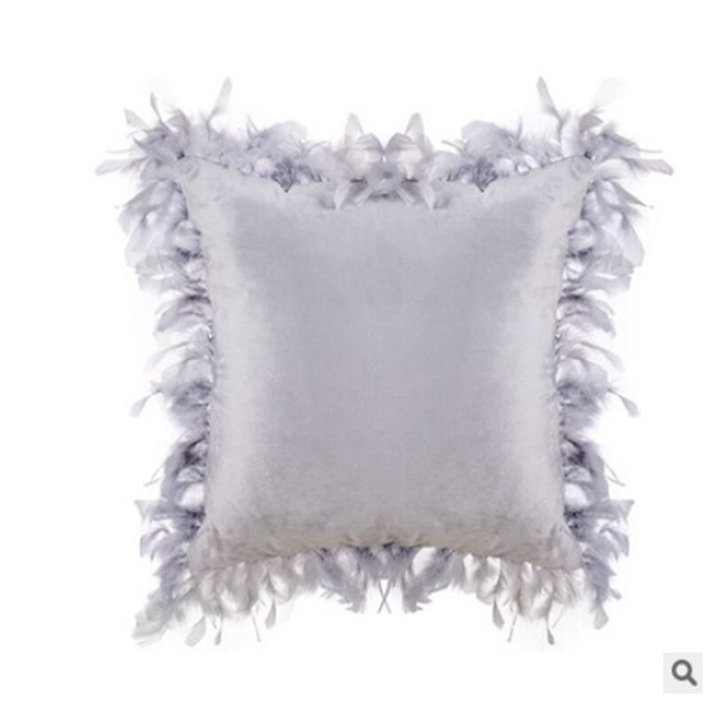 Almohada de plumas Vintage para sofá, asiento, silla, cojín de respaldo de coche de gama alta, de satén de seda, suave,: 2