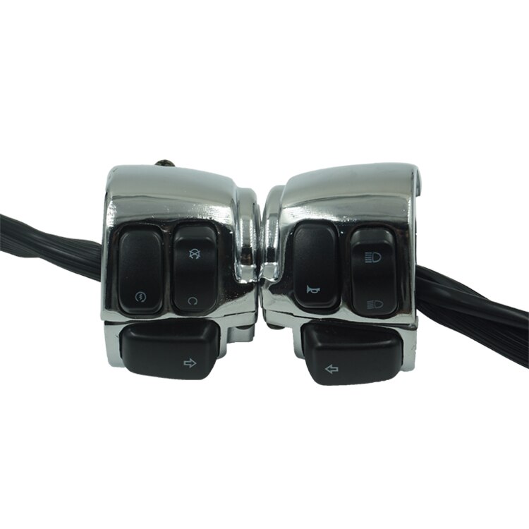 Interruptor de Control para manillar de motocicleta, 1 ", 25mm de diámetro, bocina, luz de señal de giro con arnés de cableado para interruptores Harley, accesorios: Silver