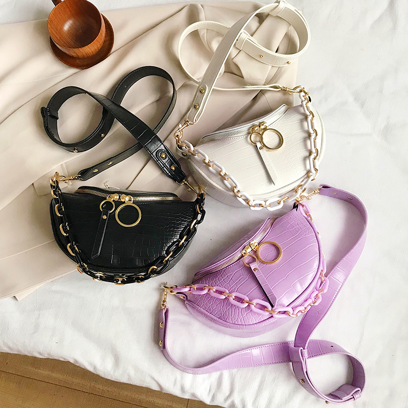 Sac de messager pour femmes nouvelle Chic plaine Hobos PU cuir sacs à main grande chaîne épaule poitrine voyage quotidien embrayages