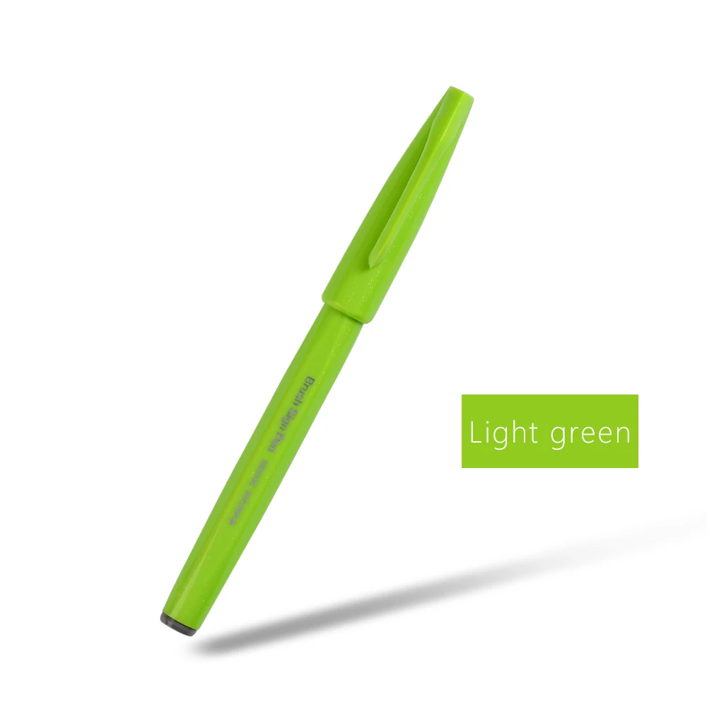 1 stücke Japan Pentel Touch Pinsel Pen-Set Pastell Farbe Kalligraphie Stifte Zeichnung Marker Schriftzug Kugel Journal Kunst Liefert: Pastel light green