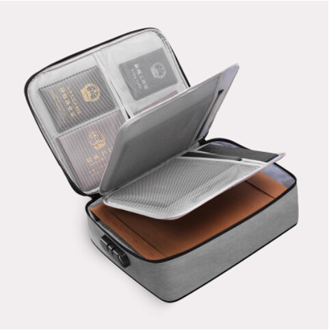 Huishoudelijke Draagbare Multi-layer Document Opslag Pakket Bestand Bestand Grote Capaciteit Multifunctionele Wachtwoord Sorteren Box Travel Case: grey