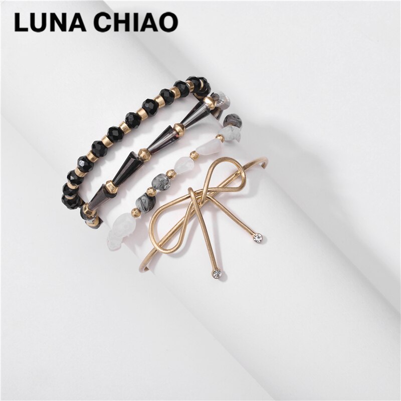 Luna chiao sieraden stapelbare gelaagde armband met natuursteen, set met meerdere lagen armbanden voor vrouwen