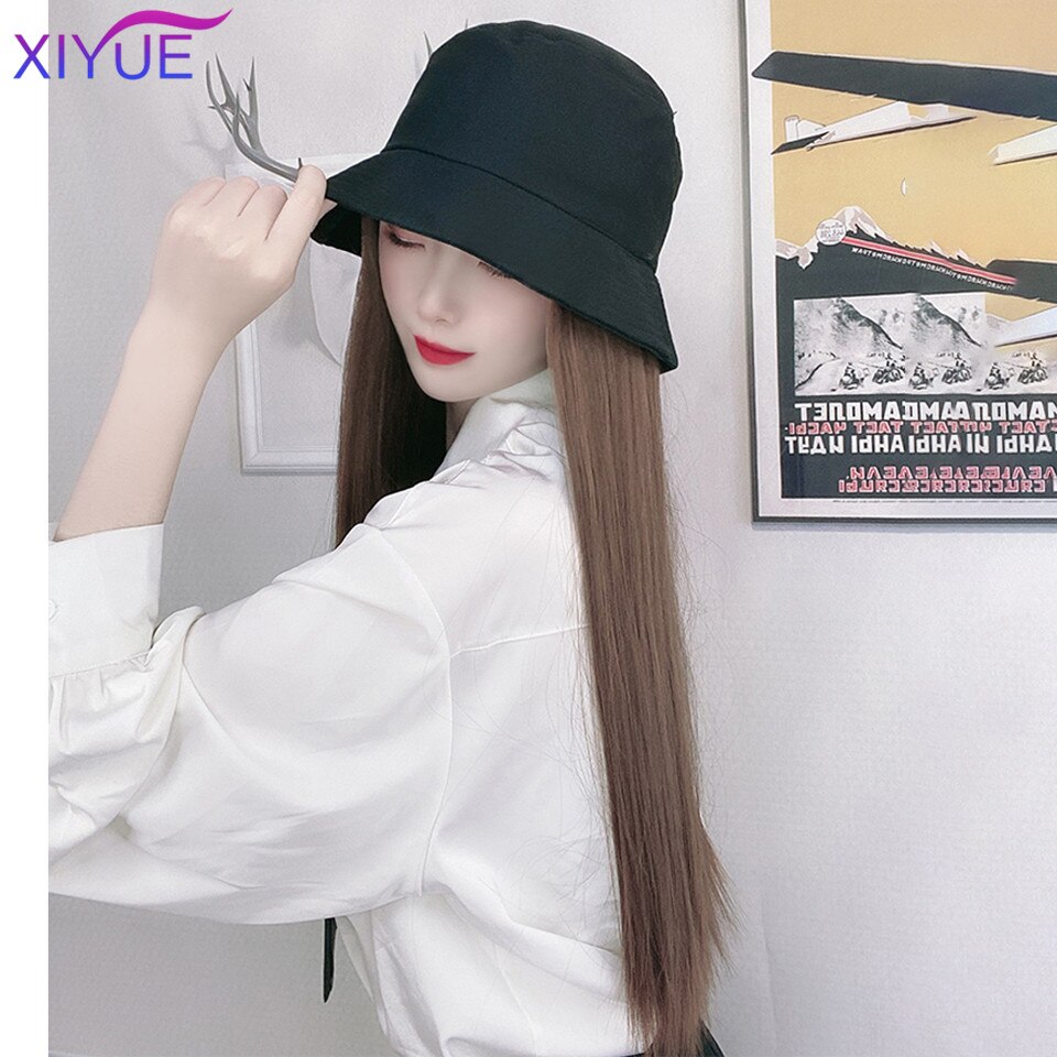 Longue ligne droite coiffure en couches bandeau demi tête couverture clavicule cheveux synthétiques Extensions de cheveux chapeau cheveux naturel postiche