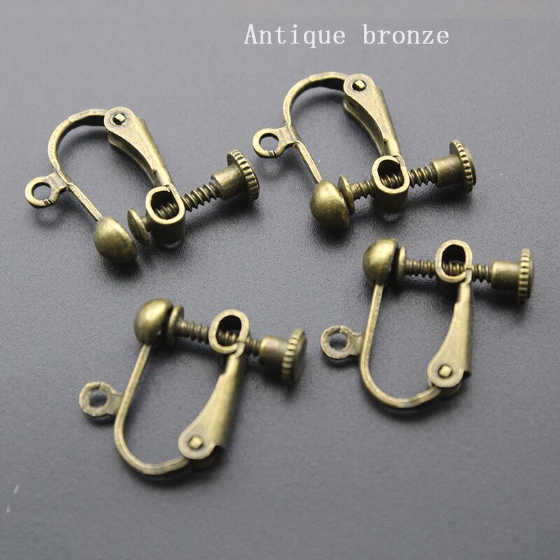 20pcs/lot 16mm Round Head Screw Ear Clip DIY Handmade Clip On Earrings Parts No Pierced Ear Clips Jewelry Making Findings: antique bronze