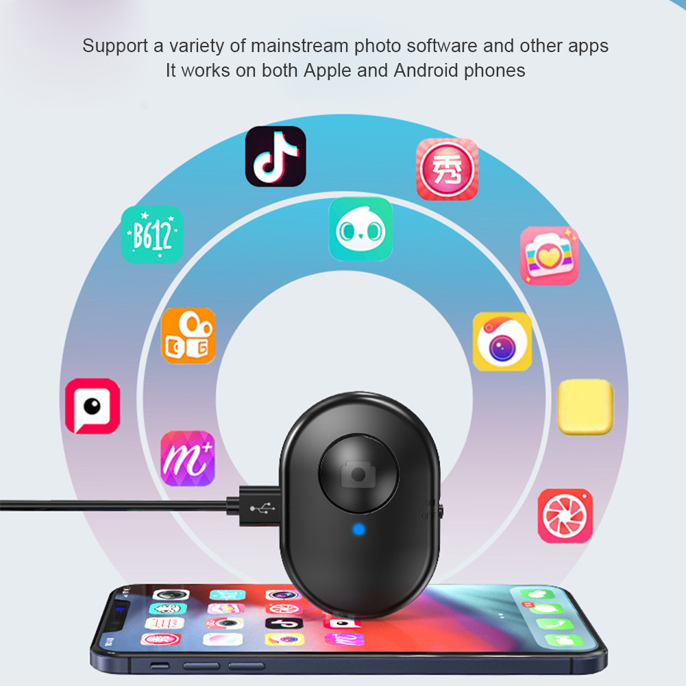 Bluetooth-kompatibel Fernauslöser Wiederaufladbare Kamera Telefon Selfie Stock Auslöser Fernbedienung für IOS Android iPhone